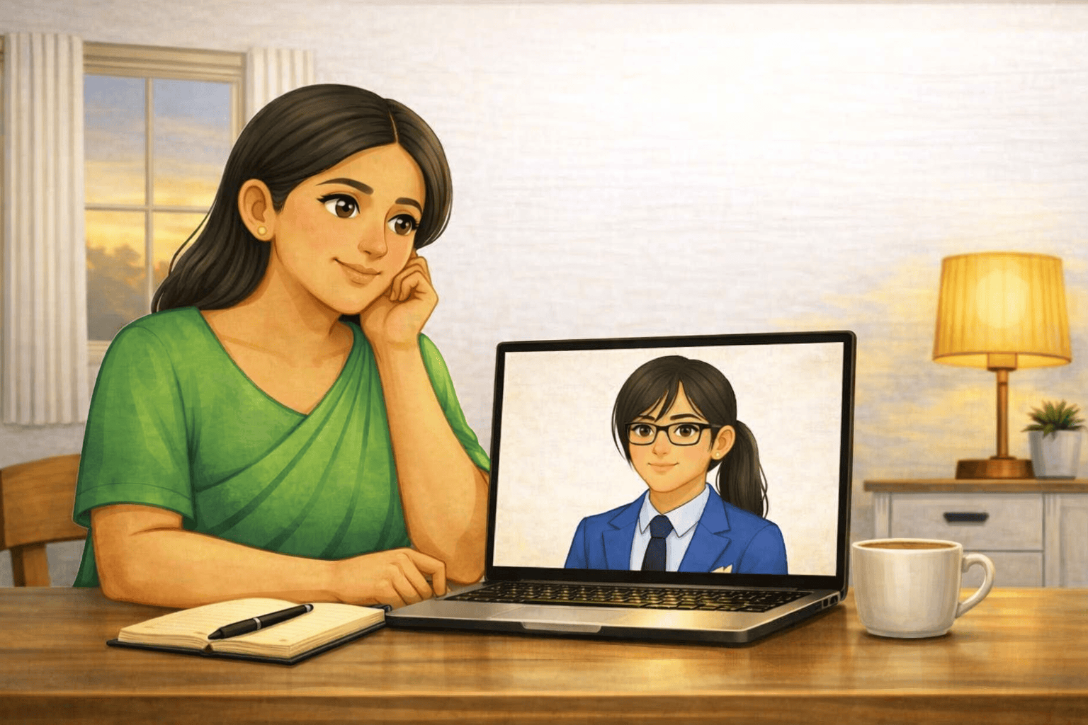 রিয়া ল্যাপটপে